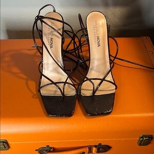 Fashion Nova Brown Strappy Heels